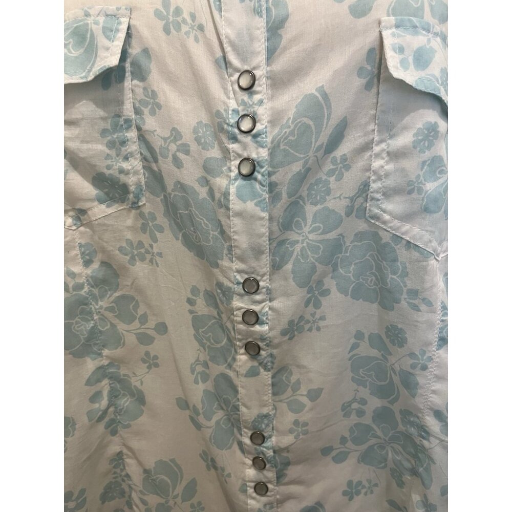Stetson Western Shirt Womens 2X Pearl Snap Cowgirl Floral Blue White NEW Cowgirl - Picture 9 of 11